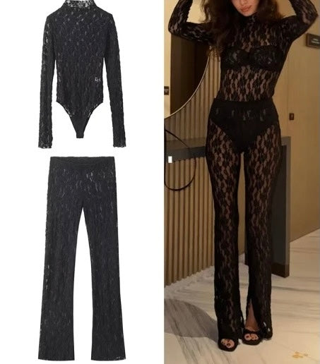 Elegant Lace Long Sleeve Bodysuit